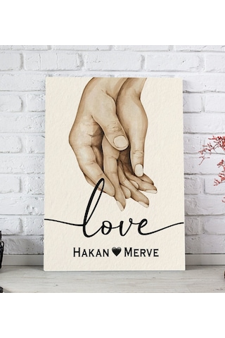 Bk Gift Kişiye Özel Sevgili El Ele Tasarımlı Kanvas Tablo-1 20x30 , Sevgiliye Hediye, Sevgililer Günü Hediyesi Kobitmeyencom33665 Bk Gift