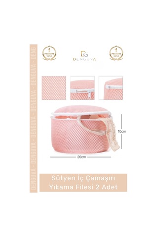 Yıkamatorbası Hassas Çamaşır Koruyucu Fermuarlı Kaliteli Sütyen Yıkama Torbası 2'li Paket 20x15cm Çok Renkli