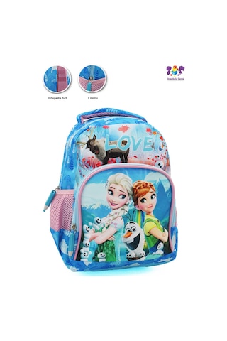 2 Gözlü Mavi Elsa Anna Anaokulu Çantası - Kız Çocuk Çanta Kreş Çantası - Elsa Çanta - Frozen Çanta Çok  Renkli
