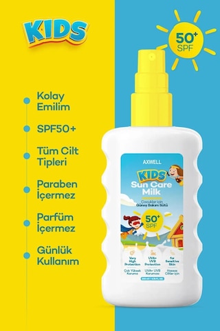Axwell Kids Çok Yüksek Koruyucu Çocuk İçin Yüz & Vücut Güneş Sütü Spreyi