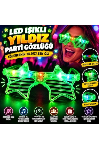 Storeşahin Yeşil Led Işıklı Yıldız Parti Gözlüğü Shn0720 Diğer