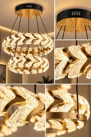 Modern Premium Led Avize Gold Kasalı Dekoratif Sarkıt Avize Salon Mutfak 67w