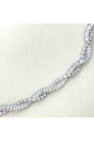 Su Yolu Çiftli Sarmal Bileklik Sarmaşık Model Zirkon Taş Silver Gümüş