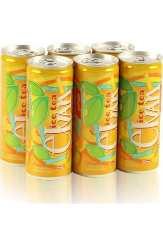 Elvan Ice Tea Teneke Kutu Şeftali Aromalı Soğuk Çay 6'lı Paket 250 Ml