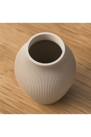 Kabartmalı Modern Dekoratif Vazo - Fibrika Store Beyaz