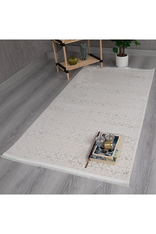 My Evilla Modern Dekoratif Star Seri Krem Açık Gri Dokuma Halı