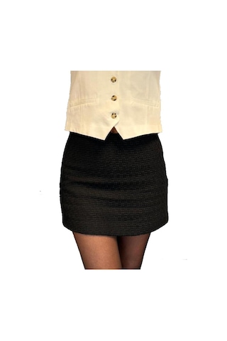 Soultextile Kadın Siyah Mini Etek Siyah