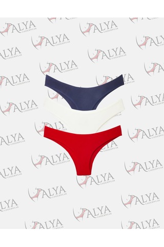 Alya Underwear Kadın Brazilian Külot 3 Adet Beyaz Karışık T01
