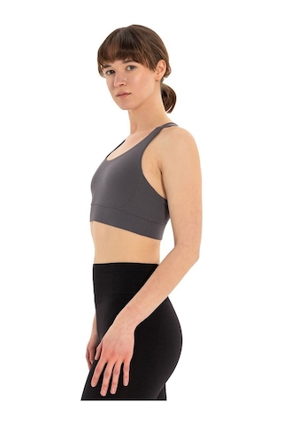 Inguz Çift Askılı Sırtı Çapraz Yoga Büstiyer Gri