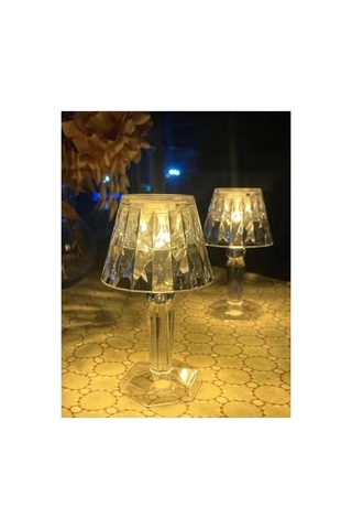 Pilli Projeksiyon Abajur, 12 Cm Boyutunda Kristal Elmas Masa Lambası .