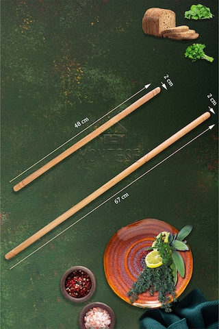 Zümrüt Serisi Ahşap Hamur Açma Oklavası Merdane Börek Seti 6 Lı