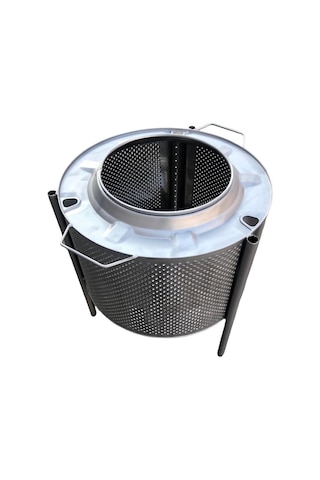 Ateş Çukuru Altı Kapalı Kulplu Model Bahçe Şöminesi Gri