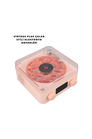 Retro Bluetooth Hoparlör Pembe