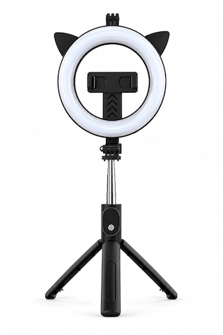 Led Işıklı Selfie Çubuğu Tripod Kablosuz Kumandalı Siyah