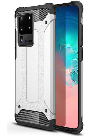 Noktaks - Samsung Galaxy S20 Ultra Uyumlu - Kılıf Çift Katman Zırh Tank Crash Military Kapak - Siyah