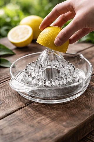 Büyük Boy Cam Narenciye Sıcakağı - Dişli Cam Limon Sıkacağı Şeffaf