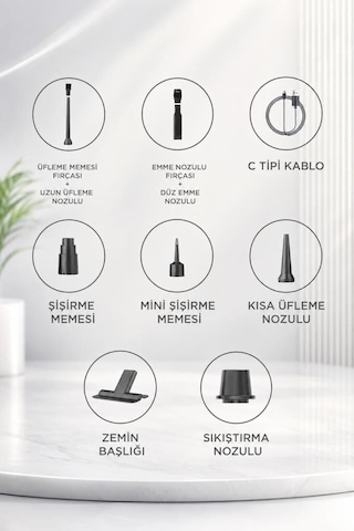 Premium Araç İçi Süpürge Lt100 Siyah 4ın1 Fonksiyonel Temizlik Seti Hava Üfleyici