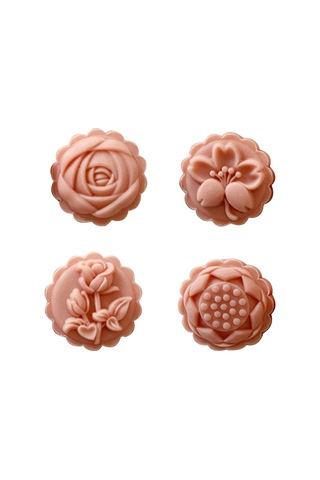 Floral Moon Cake Kalıpları - Narin Ay Kekleri Ve Kurabiyeleri Pişirmek İçin 4 Benzersiz Çiçek Desenli Kurabiye Pulları
