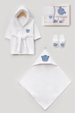 Bebitof Sevimli Kaplan Desenli %100 Pamuk Bebek Bornoz Seti 0-2 Yaş Kutulu Bbtf.byz.30056 0 - 24 Ay