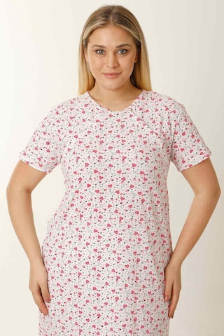 Parlingerie Hamile Emzirme Geceliği Kısa Kollu Kalpli Beyaz