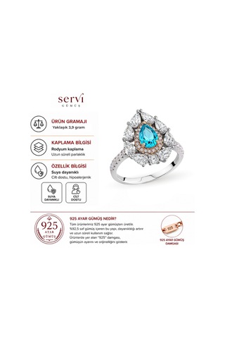 Servi 925 Ayar Gümüş Ocean Drop Yüzük-36