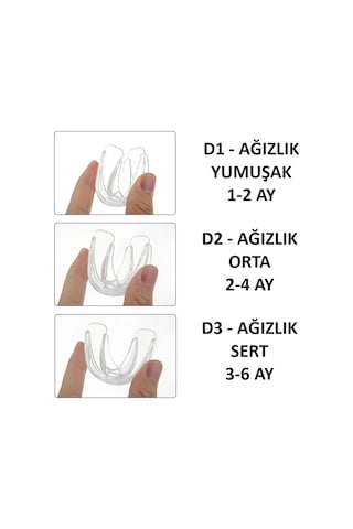 Çocuk Diş Silikon Ortodontik Parantez 3 Lü Set D1 D2 D3 Şeffaf
