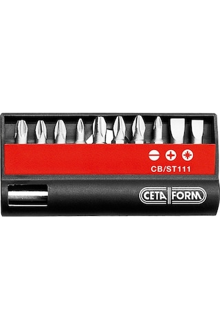 Ceta Form CbSt111 11 Parça DüzYıldızPozidriv Bits Uç Takımı 14" Bits Tutucu İle