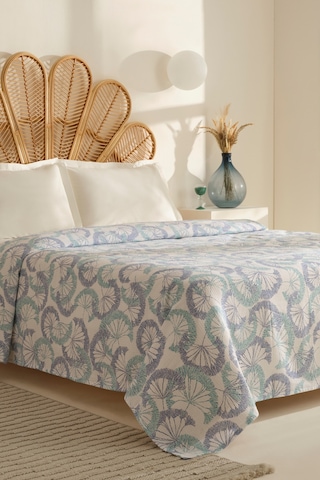 Karaca Home Almyra %100 Pamuk Çift Kişilik Tek Pike Mavi Mavi
