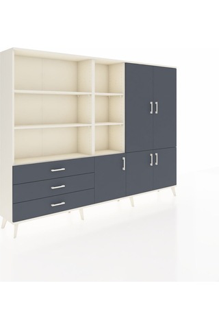 Arges Dolap 11 Raflı 3 Çekmeceli 5 Kapaklı 220x30x163 Aytaşı-antr Aytaşı-antrasit