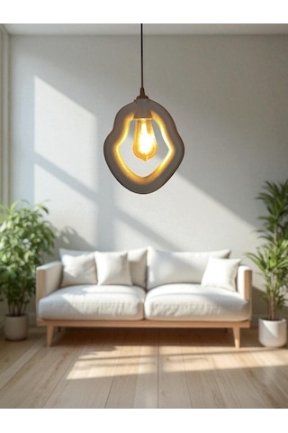 Bohem Beton Görünümlü Modern Minimalist Avize Ayarlı E27 Duy Salon Mutfak Yatak Odası Ofis Kafe Gri