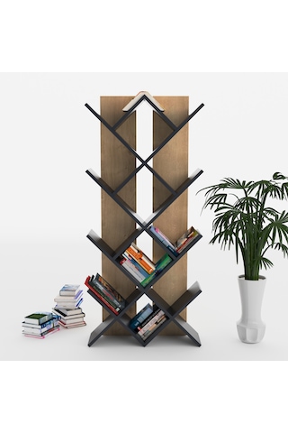 Lagomood Rahle Kitaplık Antrasit Meşe