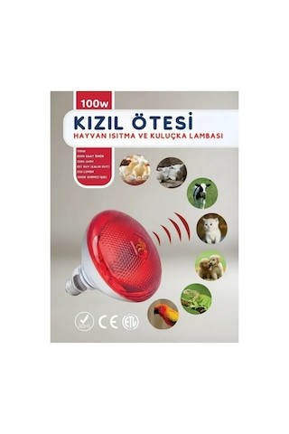 Bay 100w Kızılötesi İnfrared Isıtıcılı Hayvan Isıtma Ve Kuluçka Lambası Kırmızı Işık E27 Kalın Duy
