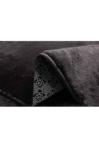 My Evilla Modern Dekoratif Örgü Saçaklı Simirna Peluş Halı Yolluk Antrasit