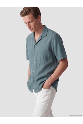 Lcw Vision Yeşil Regular Fit Resort Yaka Krinkle Erkek Gömlek
