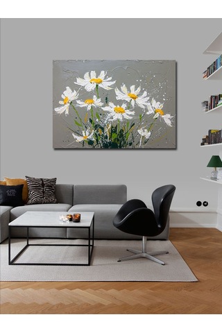 Kanvas Tablo Beyaz Papatya Buketi 50cmx70cm