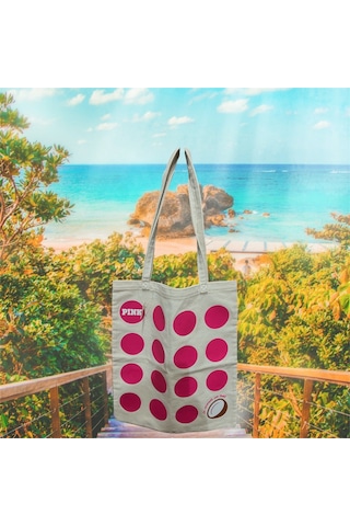 Victoria Secret Pink Yumuşak Keten Plaj Ve Gezi Çantası Vintage Orjinal Boy Fuşya - Beyaz