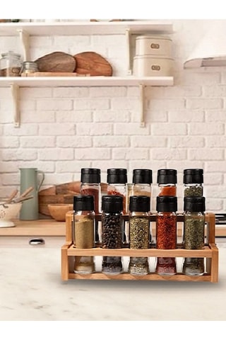 Chef Taste Spice X 10 Lu Baharatlık Takımı Ahşab Standlı 10 Lu Me Ahşap - Beyaz