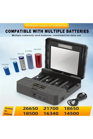 Xuweiwei 1 Bilgisayar Güneş Enerjili Usb Li İon Pil Şarj Cihazı 3 7v 18650 26650 21700 Şarjör Power Bank