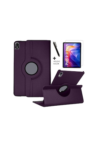 Xiaomi Redmi Pad 2 11 Inç Tablet Kılıf 360 Döner Deri Standlı Kapak Ekran Koruyucu Ve Kalem Set