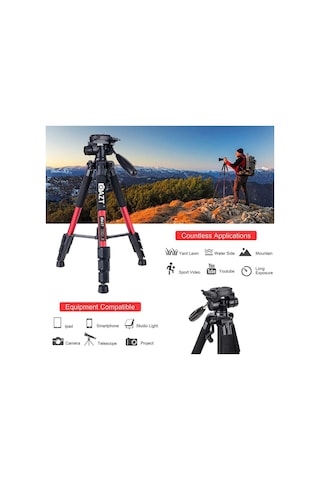 Q111 10kg Kapasiteli Çantalı Profesyonel Kırmızı Tripod Canon Nikon Sony Fujifilm Olympus
