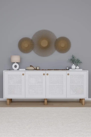 Bohem Serisi Natura Pvc Hasır Desen Mat Beyaz Konsol Beyaz