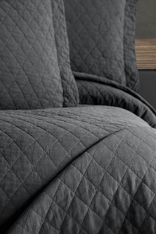 Este %100 Pamuk Parça Boyama Yatak Örtüsü Seti 180 X 260 Antrasit Bej