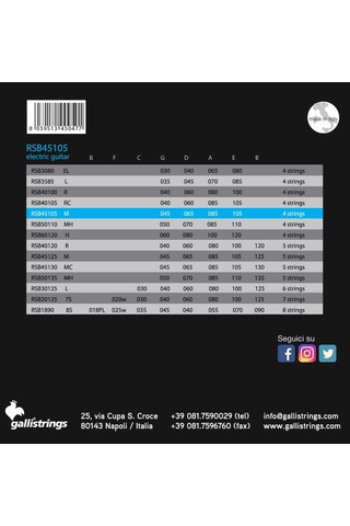 Galli Rsb45105 Model 045-105 Numara Nikel Bas Gitar Tel Seti