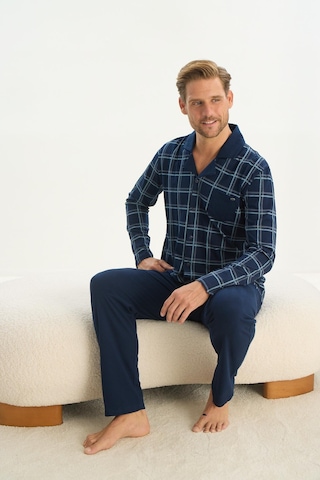 Erkek Uzun Kol Gömlek Yaka Önden Düğmeli Lacivert Pijama Takım C9t1n5o9 001