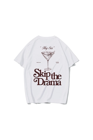 Brz Collectıon Brz Collection Unisex Oversize ''hey Siri'' Skip The Drama T-shirt Beyaz