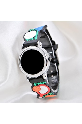 Çocuk Kol Saati Tenis Raket Desenli 04-09 Yaş Led Ekran Silikon Kordon St-304154
