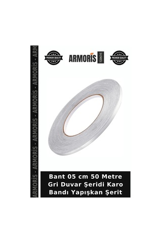 Bant 05 Cm 50 Metre Gri Duvar Şeridi Karo Bandı Yapışkan Şerit