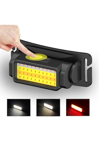 Kafa Lambası 50 Cob Led Şarjlı 4 Mod Led Kafa Feneri Zoom Sellekt Siyah