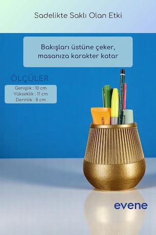 Kalemlik Masa Kalemliği Organizer Kalemlik Altın Renk Model 88 Çok Renkli
