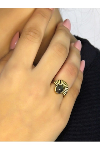 Doğal Taş Labradorit Doğal Taşlı Antik Model Kadın Ayarlanabillir Yüzük Euy82lbt Gri